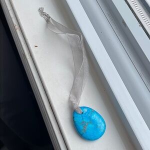 Hand Crafted Blue Turquoise Teardrop Pendant Necklace